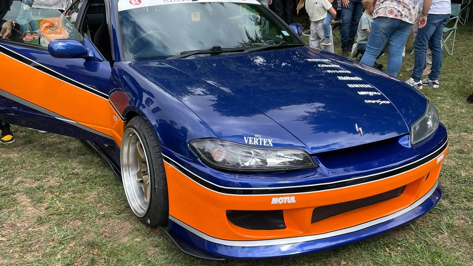 Front side view of a replica of Han's Nissan Silvia S15 aka Mona Lisa